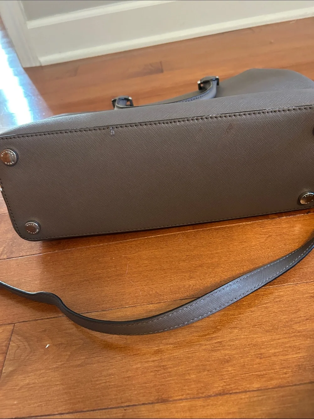 Michael Kors Brown Saffiano Leather Satchel with Crossbody Strap